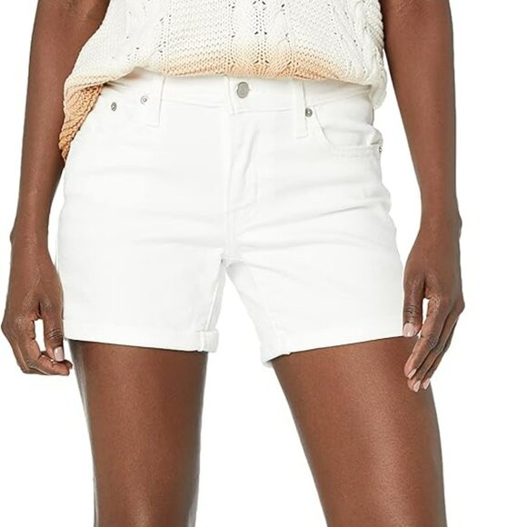 Women's NWT Levi's Mid Length White Denim Shorts Size 34 - Picture 1 of 6